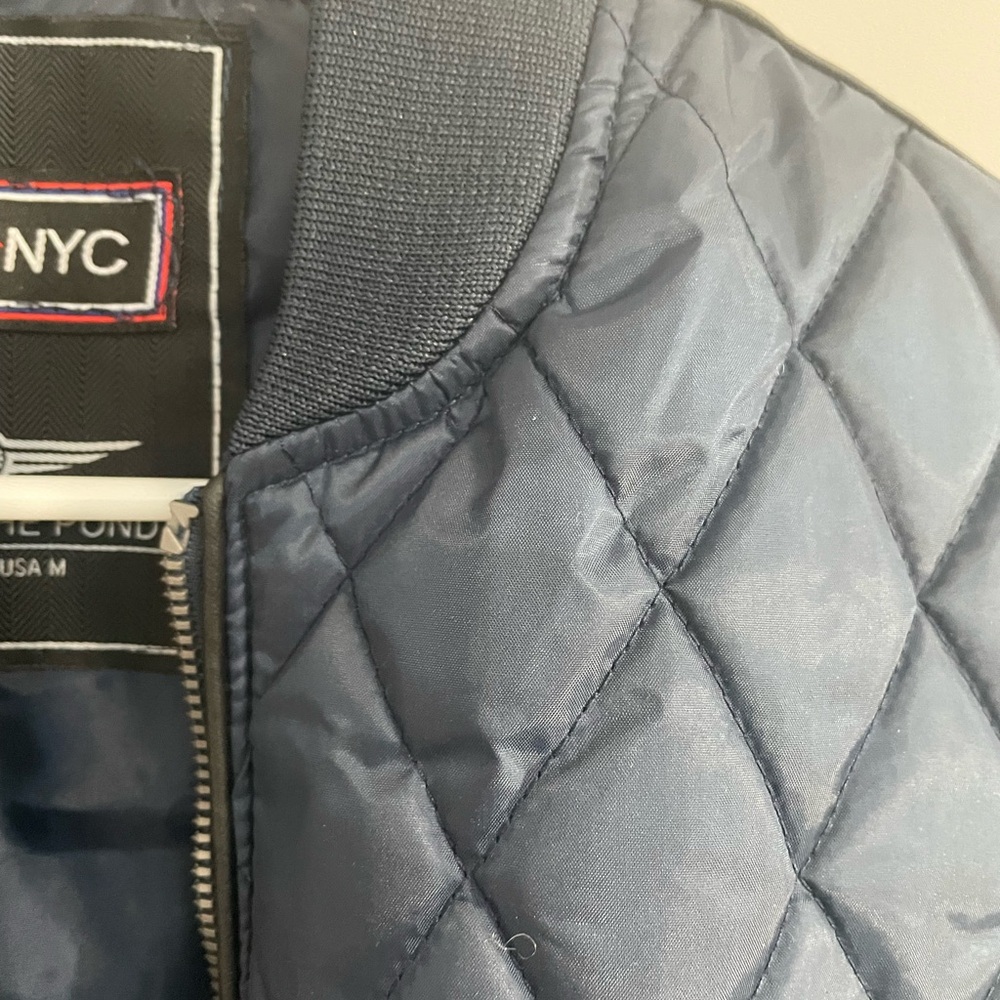 Men’s  Quilted Navy Bomber Jacket Medium - Picture 6 of 13